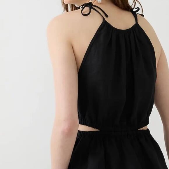 NWT J. Crew Cutout linen tank top black sz L - Picture 2 of 7